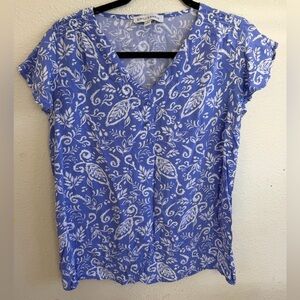 Elegant Blue Patterned Blouse
